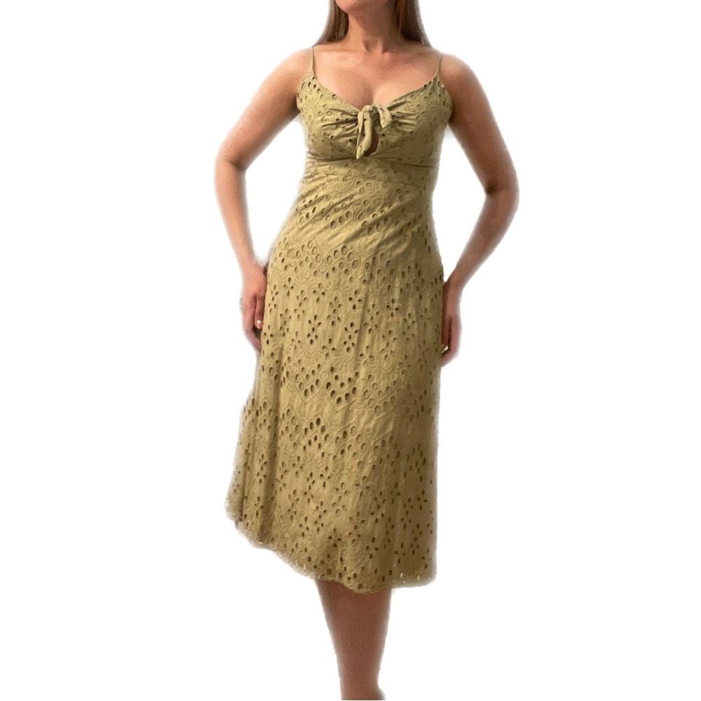 Express - Elegant Olive Green Eyelet Dress